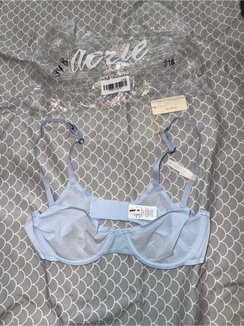 aerie Smoothez Balconette Underwire Bra Pale Blue 34B